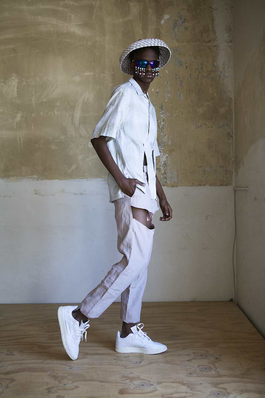 Irene Heldens X Calico Jack RE-DESIGN sustainable fashion collection - Will Falize - Pastel cut-out pants and shirt
